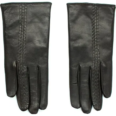 Portolano Contrast Stitch Leather Gloves In Black