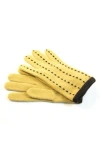 Portolano Contrast Stitch Wool Blend Gloves In Yellow
