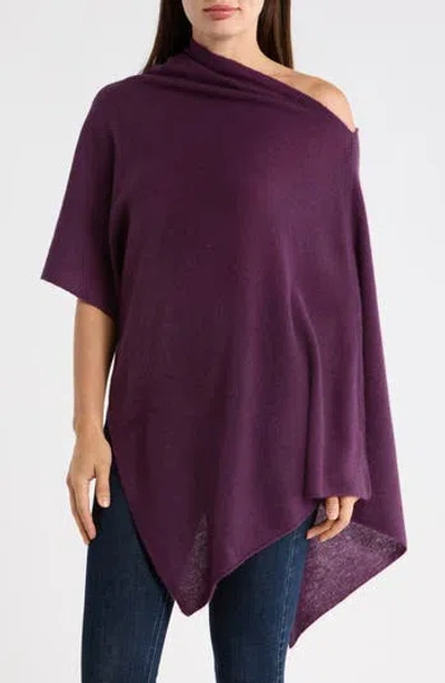 Portolano Cowl Neck Knit Poncho In Purple