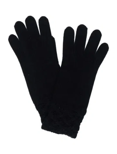 Pre-owned Portolano Crochet Trim Gloves In Black