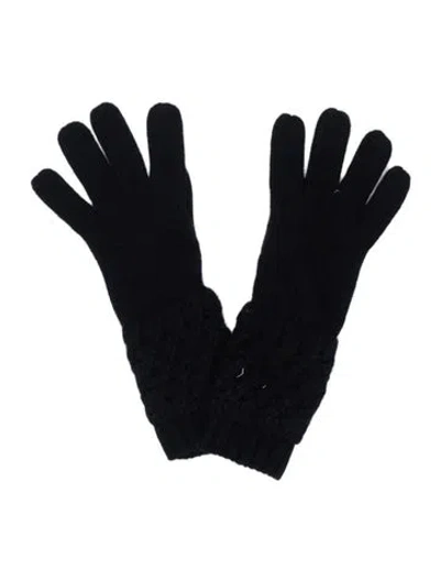 Pre-owned Portolano Crochet Trim Gloves W/tags In Black