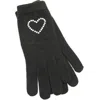 Portolano Crystal Embellished Heart Gloves In Black
