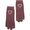 Portolano Crystal Embellished Heart Gloves In Brown