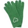 Portolano Crystal Embellished Heart Gloves In Green