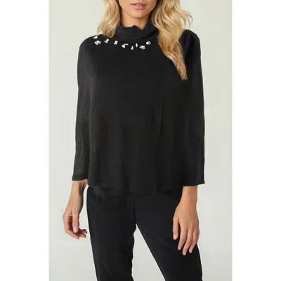 Portolano Crystal Embellished Poncho In Black