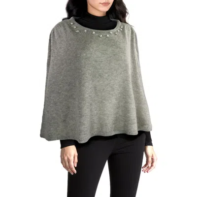 Portolano Crystal Embellished Poncho In Gray