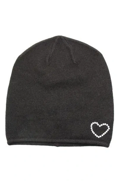 Portolano Crystal Heart Beanie In Black