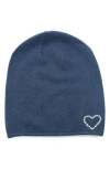 Portolano Crystal Heart Beanie In Blue