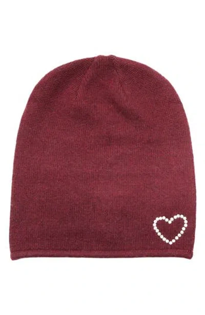 Portolano Crystal Heart Beanie In Brown