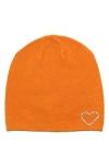 Portolano Crystal Heart Beanie In Orange