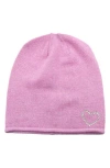 Portolano Crystal Heart Beanie In Pink