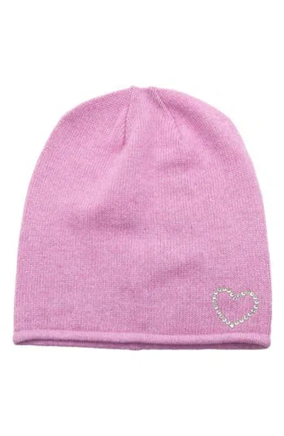 Portolano Crystal Heart Beanie In Pink