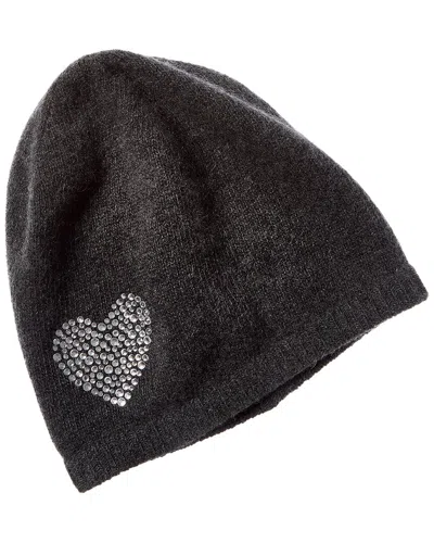 Portolano Crystal Heart Cashmere Beanie In Burgundy