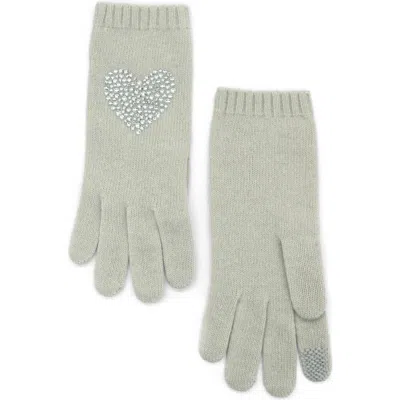 Portolano Crystal Heart Cashmere Tech Gloves In Gray