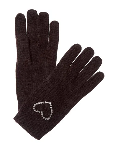 Portolano Crystal Stones Heart Cashmere & Wool-blend Gloves In Brown