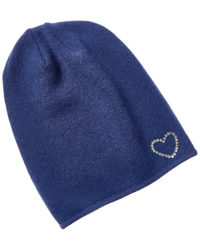 Portolano Crystal Stones Heart Wool & Cashmere-blend Hat In Blue
