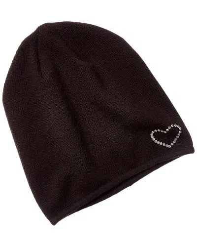 Portolano Crystal Stones Heart Wool & Cashmere-blend Hat In Brown