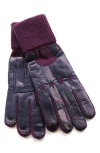 Portolano Cuffed Leather Gloves In Purple