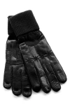 Portolano Cuffed Leather Gloves In Black