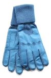 Portolano Cuffed Leather Gloves In Blue