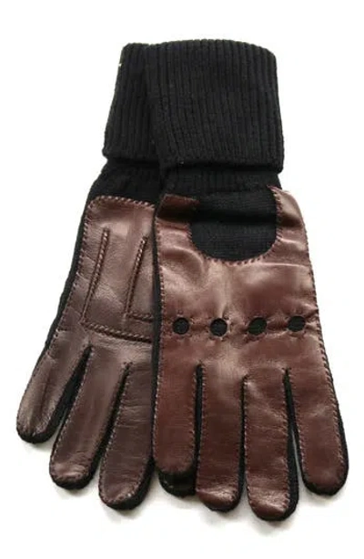Portolano Cuffed Leather Gloves In Brown