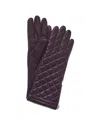 Portolano Dark Currant & Gold Cashmere-lined Leather Gloves In Red