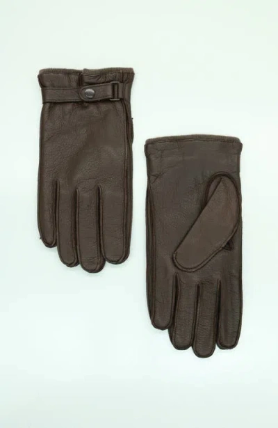 Portolano Deerskin Leather Gloves With Belt In Brown