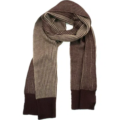 Portolano Double Face Merino Wool Scarf In Brown