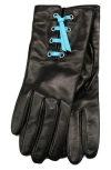 Portolano Eyelet Lace-up Leather Gloves In Black