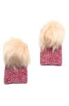 Portolano Faux Fur Pom Cashmere Tweed Fingerless Gloves In Pink