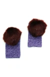 Portolano Faux Fur Pom Cashmere Tweed Fingerless Gloves In Purple