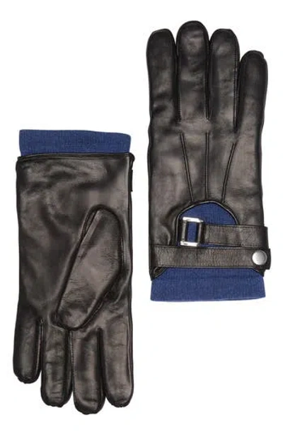Portolano Faux Leather Half Moon Gloves In Black