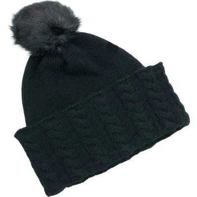 Portolano Faux Pom Beanie In Black