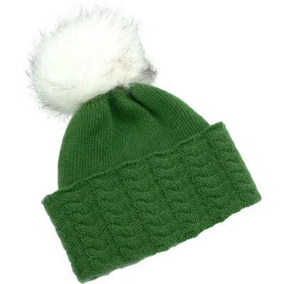 Portolano Faux Pom Beanie In Green