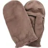 Portolano Faux Suede Mittens In Brown