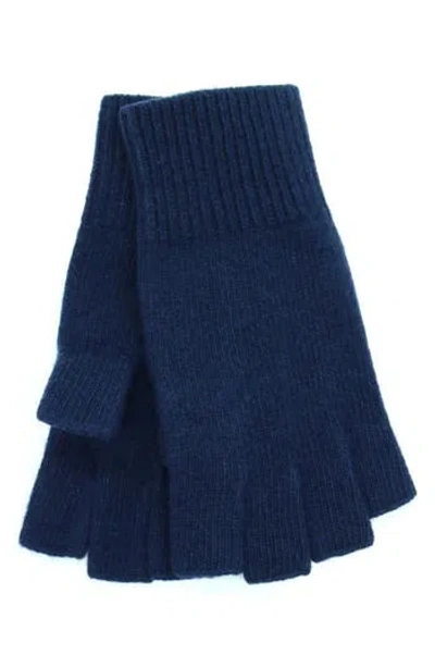 Portolano Fingerless Cashmere Gloves In Blue