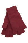 Portolano Fingerless Cashmere Gloves In Burgundy