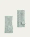 Portolano Fingerless Crystal Flower Gloves In Light Grey
