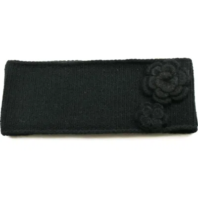 Portolano Flower Cashmere, Wool & Silk Headband In Black