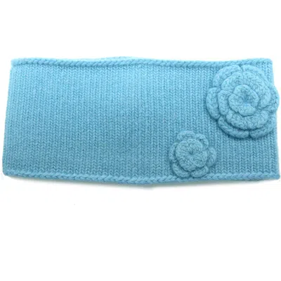 Portolano Flower Cashmere, Wool & Silk Headband In Blue