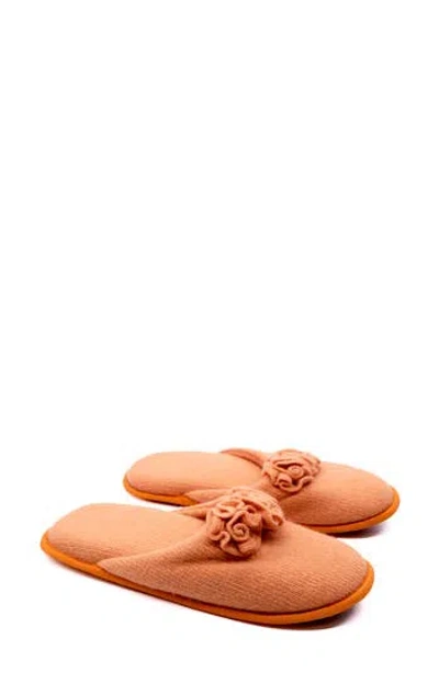 Portolano Flower Trim Cashmere Scuff Slipper In Multi