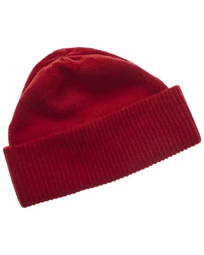 Portolano Folded Cuff 100% Cashmere Beanie In Red