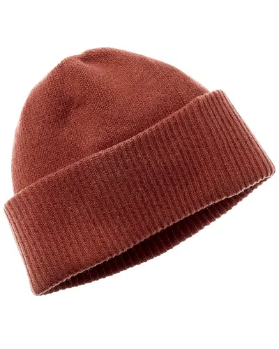 Portolano Folded Cuff 100% Cashmere Beanie In Brown