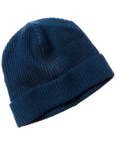 Portolano Folded Cuff Ribbed Wool Beanie In Blue