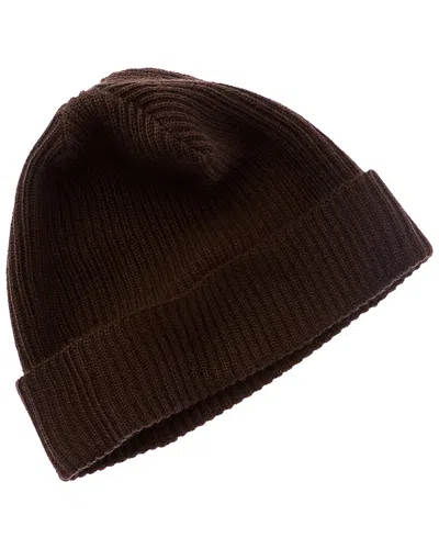 Portolano Folded Cuff Ribbed Wool Beanie In Brown