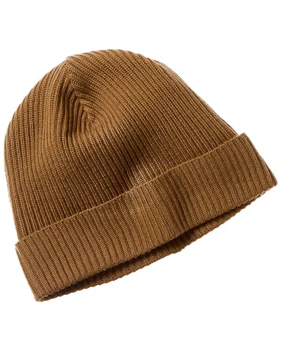 Portolano Folded Cuff Ribbed Wool Beanie In Brown
