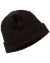 Portolano Folded Cuff Ribbed Wool Beanie In Grey