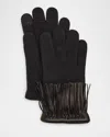 Portolano Fringe Cashmere Gloves In Black