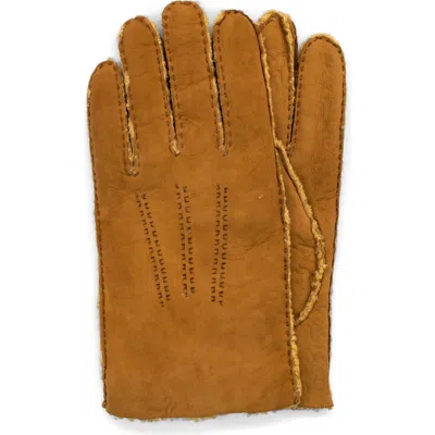 Portolano Genuine Shearling Leather Gloves In Brown