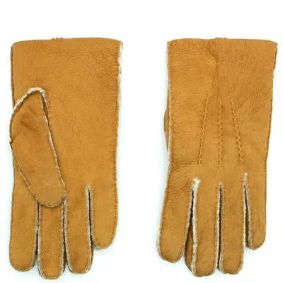 Portolano Genuine Shearling Leather Gloves In Brown